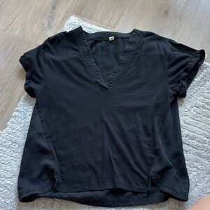 Elegant Black V-Neck Women's Tee